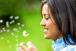 After acupuncture, for allergies; allergy free and enjoying nature Woman enjoying nature, after acupuncture for allergies